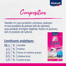 Carica l'immagine nel visualizzatore di Gallery, Vitakraft Vitakraft Liquid Snack liquido per Gatto, Salmone e Omega, 6 x 15g