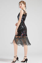 Carica l'immagine nel visualizzatore di Gallery, Coucoland 1920s abito da donna pavone modello Flapper S, Nero Multicolore - Ilgrandebazar