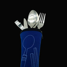 Carica l'immagine nel visualizzatore di Gallery, ZKSM - Set di 5 Posate da Campeggio, in Acciaio Inox, con Coltello, Silver