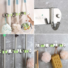 Carica l'immagine nel visualizzatore di Gallery, Hugool Supporto da Parete per mocio e Scopa in Acciaio Inox, Organizer per... - Ilgrandebazar