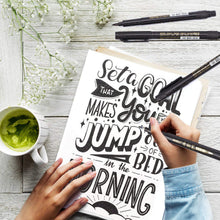 Carica l'immagine nel visualizzatore di Gallery, Sinwind 6 Pcs Calligrafia Pennarelli, Pennarello Nero a Punta Doppia per nero