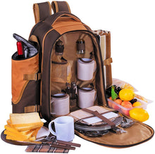 Carica l'immagine nel visualizzatore di Gallery, Apollowalker, zaino da picnic, borsa termica con posate, coperta e altri accessori, per 4 persone