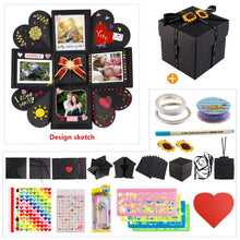 Carica l'immagine nel visualizzatore di Gallery, Howaf Explosion Box DIY Photo Album Scrapbook Creative Fotografico nero - Ilgrandebazar