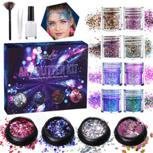 Carica l'immagine nel visualizzatore di Gallery, Kit polvere glitterata Luckyfine 12 scatole, glitter per viso, corpo, occhi,... - Ilgrandebazar