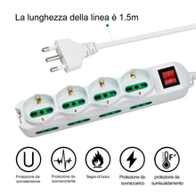 Carica l'immagine nel visualizzatore di Gallery, Extrastar Multipresa 12 Posti 4 polivalenti (schuko 12 Posti, Cavo 1.5 mt. - Ilgrandebazar