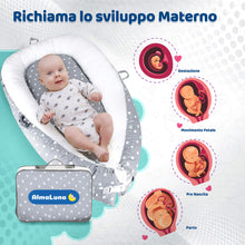 Carica l'immagine nel visualizzatore di Gallery, AlmaLuna | Riduttore Lettino Neonato - Riduttore Culla - 100% Cotone - Nido Da Viaggio - Lavabile In Lavatrice - Cuscino Sfoderabile