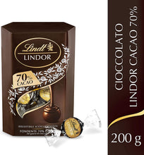 Carica l'immagine nel visualizzatore di Gallery, Lindt Cornet Lindor 70% Cacao, Circa 16 Praline, 200g