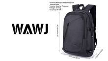 Carica l'immagine nel visualizzatore di Gallery, WAWJ Unisex Multiuso Antifurto Zaino con Porta USB, per PC Nero