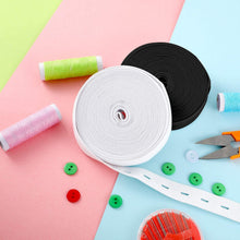 Carica l'immagine nel visualizzatore di Gallery, 11 Yarde Elastica per Asole Bobina di Fasce Elastiche Cavo Elastico Piatto a Fascia da Cucito con Asola, 2 Pacchi (Bianco e Nero, 1,5 cm di Larghezza)