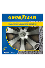 Carica l'immagine nel visualizzatore di Gallery, Goodyear GOD9043 Set di 4 Copricerchi Daytona, 15", Argento/Nero - Ilgrandebazar