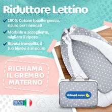 Carica l'immagine nel visualizzatore di Gallery, AlmaLuna | Riduttore Lettino Neonato - Riduttore Culla - 100% Cotone - Nido Da Viaggio - Lavabile In Lavatrice - Cuscino Sfoderabile
