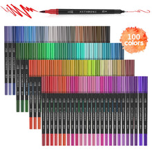 Carica l'immagine nel visualizzatore di Gallery, Hethrone Pennarelli Acquerello Professionali 100 Colori Brush Multicolore - Ilgrandebazar