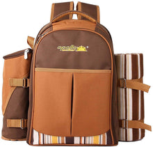 Carica l'immagine nel visualizzatore di Gallery, Apollowalker, zaino da picnic, borsa termica con posate, coperta e altri accessori, per 4 persone