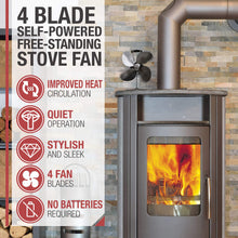 Carica l'immagine nel visualizzatore di Gallery, NETTA Ventilatore per camini a legna, funzionamento senza corrente, 4 4 Blade