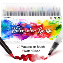 Carica l'immagine nel visualizzatore di Gallery, Amteker Brush Pen Lettering 20 Acquerelli Penne + 1 Pennello Multicolore - Ilgrandebazar
