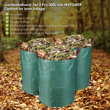 Carica l'immagine nel visualizzatore di Gallery, MVPOWER 3 Pezzi da 300L Sacchi per i Rifiuti Giardino, 3 x 300L, Verde - Ilgrandebazar
