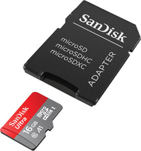 Carica l'immagine nel visualizzatore di Gallery, SanDisk Ultra Scheda di Memoria MicroSDHC da 16 GB e Adattatore, con A1 16