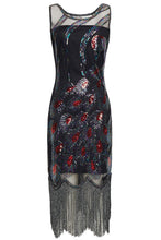 Carica l'immagine nel visualizzatore di Gallery, Coucoland 1920s abito da donna pavone modello Flapper S, Nero Multicolore - Ilgrandebazar