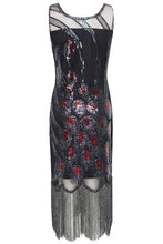 Carica l'immagine nel visualizzatore di Gallery, Coucoland 1920s abito da donna pavone modello Flapper S, Nero Multicolore - Ilgrandebazar