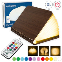 Carica l'immagine nel visualizzatore di Gallery, Lampada Libro Led Pieghevole in Legno con Telecomando 12 Colori e Timer -...