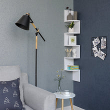 Carica l'immagine nel visualizzatore di Gallery, VASAGLE Scaffale Angolare a Parete con 5 Ripiani, Mobile di Legno per Bianco - Ilgrandebazar