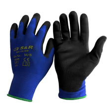 Carica l'immagine nel visualizzatore di Gallery, S&amp;R Guanti da Lavoro e Giardinaggio 12 Paia fibra di Nylon con L/9, Blu/Nero