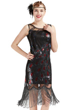 Carica l'immagine nel visualizzatore di Gallery, Coucoland 1920s abito da donna pavone modello Flapper S, Nero Multicolore - Ilgrandebazar