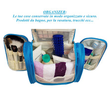 Carica l'immagine nel visualizzatore di Gallery, Beauty Case Viaggio Donna Uomo Appendibile (Azzurro) Organizer Bagno Azzurro - Ilgrandebazar