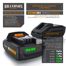 Carica l'immagine nel visualizzatore di Gallery, Brandson - Soffiatore da Giardino a Batteria - 2000 mAh, Nero Arancione - Ilgrandebazar