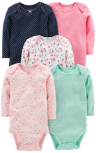 Carica l'immagine nel visualizzatore di Gallery, Simple Joys by Carter's Unisex Bimbi body in cotone a manica lunga, Pacco da 5