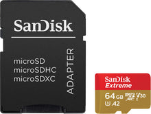 Carica l'immagine nel visualizzatore di Gallery, SanDisk Extreme Scheda di Memoria microSDXC da 64 GB e Adattatore SD 64