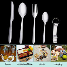 Carica l'immagine nel visualizzatore di Gallery, ZKSM - Set di 5 Posate da Campeggio, in Acciaio Inox, con Coltello, Silver
