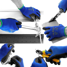 Carica l'immagine nel visualizzatore di Gallery, S&amp;R Guanti da Lavoro e Giardinaggio 12 Paia fibra di Nylon con L/9, Blu/Nero