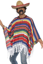Carica l'immagine nel visualizzatore di Gallery, Poncho messicano multicolore con frange costume adulto - Ilgrandebazar