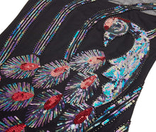 Carica l'immagine nel visualizzatore di Gallery, Coucoland 1920s abito da donna pavone modello Flapper S, Nero Multicolore - Ilgrandebazar