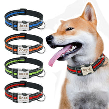 Carica l'immagine nel visualizzatore di Gallery, Nylon Dog Collar Personalized Pet Collar Engraved ID Tag Nameplate Reflective for Small Medium Large Dogs Pitbull Pug