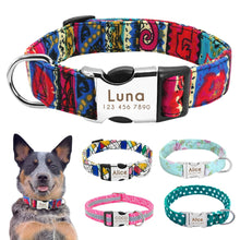 Carica l'immagine nel visualizzatore di Gallery, Nylon Dog Collar Personalized Pet Collar Engraved ID Tag Nameplate Reflective for Small Medium Large Dogs Pitbull Pug