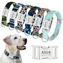 Carica l'immagine nel visualizzatore di Gallery, Nylon Dog Collar Personalized Pet Collar Engraved ID Tag Nameplate Reflective for Small Medium Large Dogs Pitbull Pug