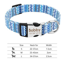 Carica l'immagine nel visualizzatore di Gallery, Nylon Dog Collar Personalized Pet Collar Engraved ID Tag Nameplate Reflective for Small Medium Large Dogs Pitbull Pug