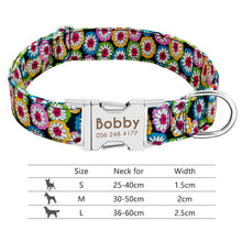 Carica l'immagine nel visualizzatore di Gallery, Nylon Dog Collar Personalized Pet Collar Engraved ID Tag Nameplate Reflective for Small Medium Large Dogs Pitbull Pug
