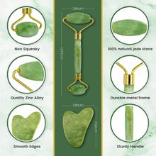 Carica l'immagine nel visualizzatore di Gallery, Jade Roller + Siero Vitamina C 30ml - Rullo di Giada Certificato per il...