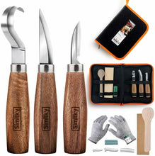Carica l'immagine nel visualizzatore di Gallery, Set di strumenti per coltelli da intaglio del legno 3 &amp; Travel Bag