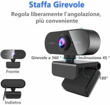 Carica l'immagine nel visualizzatore di Gallery, Webcam full HD 1080P per PC laptop, Videochiamate studio tramite USB con audio