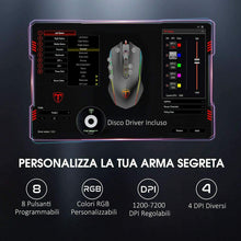 Carica l'immagine nel visualizzatore di Gallery, Mouse Gaming con LED RGB, DPI fino a 7200, 8 Pulsanti programmabili, Ergonomico
