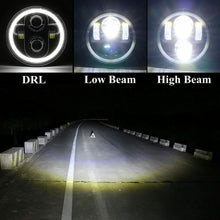 Carica l'immagine nel visualizzatore di Gallery, Faro Anteriore LED per moto, Occhio di angelo compatibile per Harley 5.75", Nero