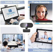 Carica l'immagine nel visualizzatore di Gallery, Webcam full HD 1080P per PC laptop, Videochiamate studio tramite USB con audio