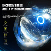 Carica l'immagine nel visualizzatore di Gallery, H4 LED per Moto con Occhi Angelo, 6400LM Lampada DC 12V, 1 h4 led-Nero