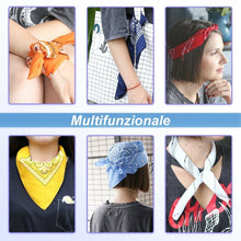Carica l'immagine nel visualizzatore di Gallery, 12 Bandane per Capelli, Collo, Testa, Sciarpa, Foulard Multicolori, 100% Cotone