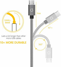 Carica l'immagine nel visualizzatore di Gallery, Gritin Cavo Micro USB, [3 Pezzi:1m,1.5m,2m] Nylon Intrecciato USB Grigio