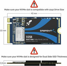 Carica l'immagine nel visualizzatore di Gallery, Sabrent SSD Interno PCIe NVMe M.2 2242 512GB Rocket Senza DRAM a Basso
